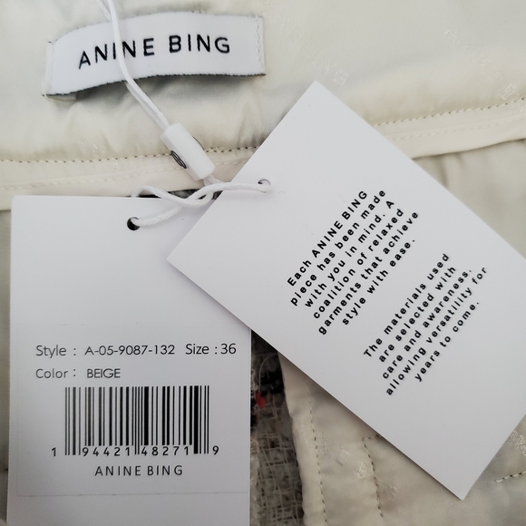 Anine Bing The Becky Tweed Cream Check Tailored High Waist Wool-Blend Shorts NWT - Picture 11 of 15